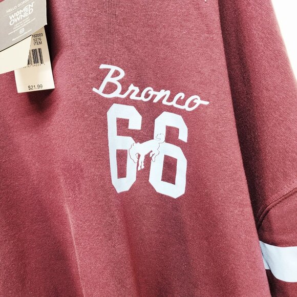 Ford Official Licensed Bronco 66 1966 Oversized Sweatshirt 3X Burgundy  White - Picture 5 of 7